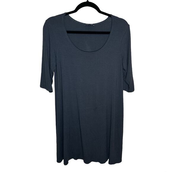 Eileen Fisher Tops - Eileen Fisher Gray Scoop Neck Casual Tunic Womens Medium Lightweight Half Sleeve
